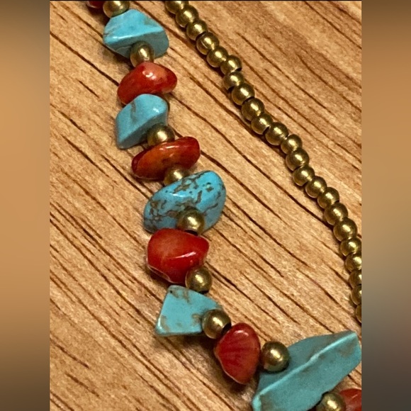 Ankle bracelet turquoise and red coral - Picture 4 of 9